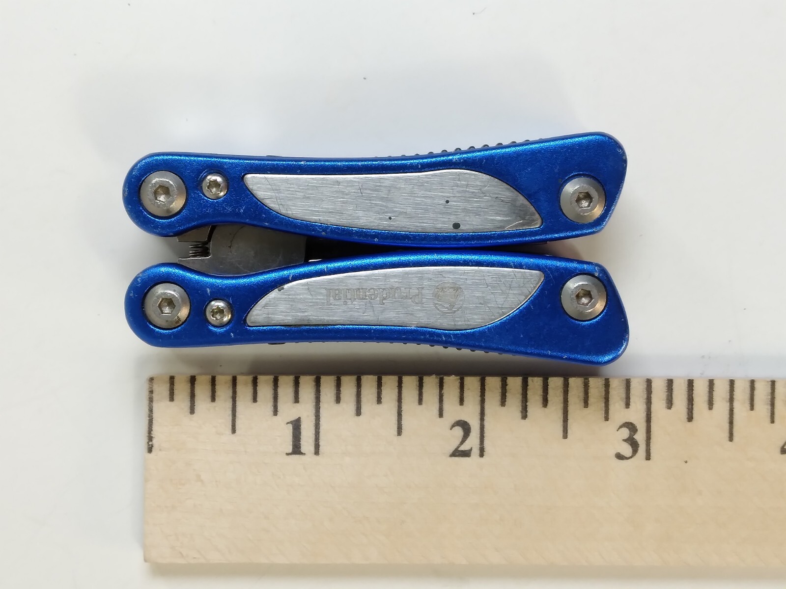 Mini Multi Tool Blue Spring Open Needle Nose Pliers With Cutter Compact 7 Blade