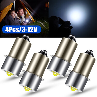 4PCS P13.5S LED Flashlight Bulbs 3W 7000K DC 3-12V Cell Upgrade White Light Lamp