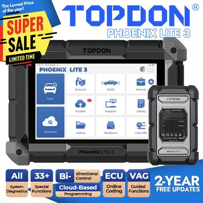 2025 TOPDON Phoenix LITE 3 PRO+ ECU Online Coding Active Test Topology Scan Tool