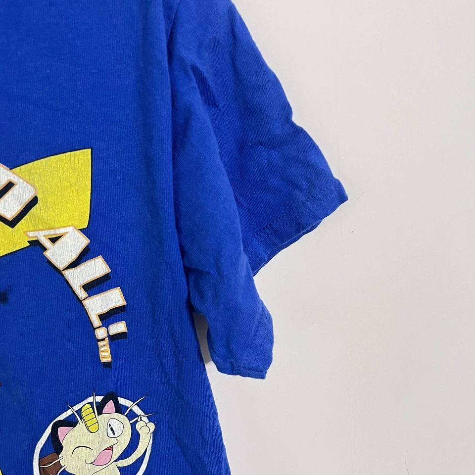 Pokémon Boys Shirt Size L 14-16 Blue Pikachu Squirtle Short Sleeve Indigo League - Image 3 of 4