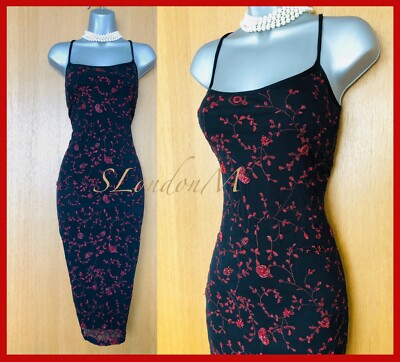 karen millen black dress with red flowers Black Applique Organdie Floral Graphic Woven Maxi Dress