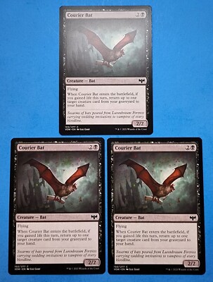 3x Courier Bat Innistrad Crimson Vow 2021 Mtg Magic Card Creature Swamp 102