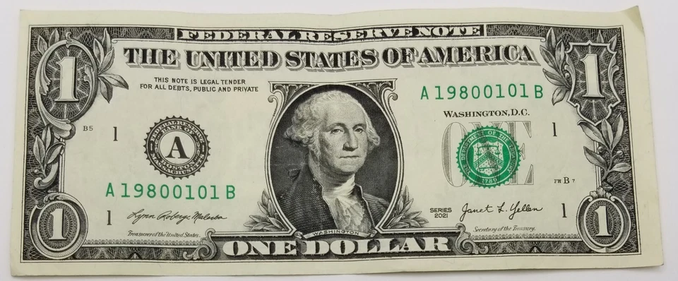 Birthday Note Dollar Bill January 1, 1980 Fancy Serial Number $1 Series 2021 A - Image 4 of 4