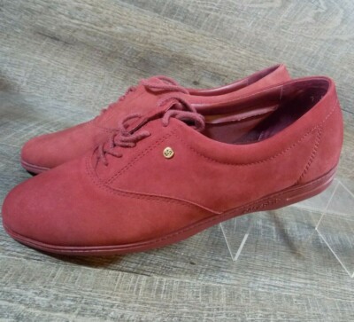Easy Spirit Motions Euro Red Suede Leather Lace Up Sneakers Shoes Womens Size 7M