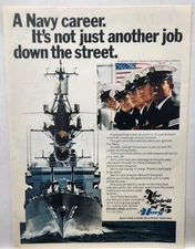 1975 Navy Recruitment USS Leahy The Sprit Of 75 Original Print Ad 70s