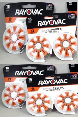Rayovac Size 13-16 Long Lasting Hearing Aid Batteries 16 Pack X 4 =64 Batteries