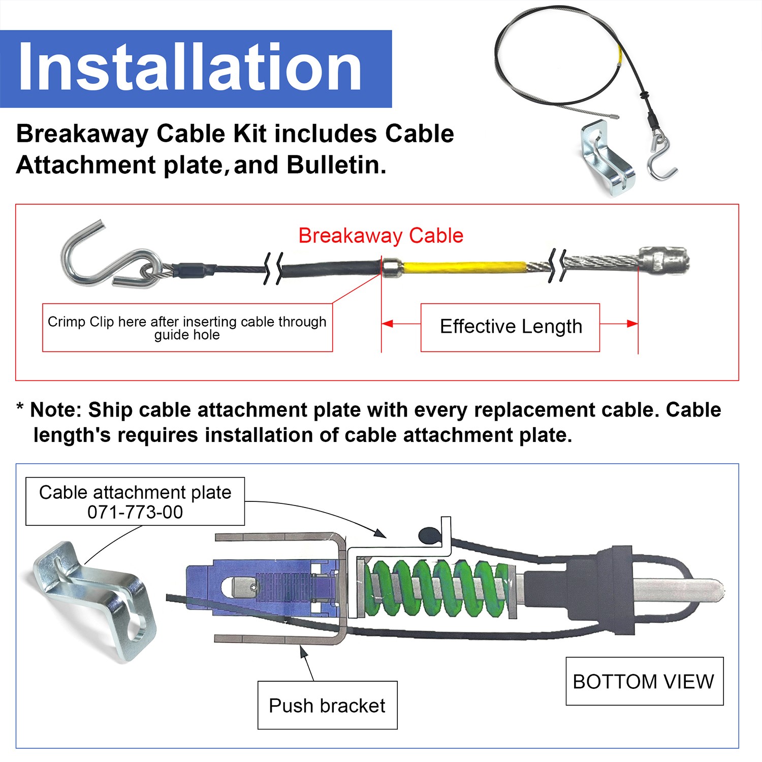 Breakaway Safety Cable Assembly for UFP A-60 Disc and Drum Brake Actuators 34370