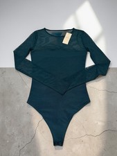 Abercrombie  Fitch Long-Sleeve Mesh Crew Teal Bodysuit Size XS