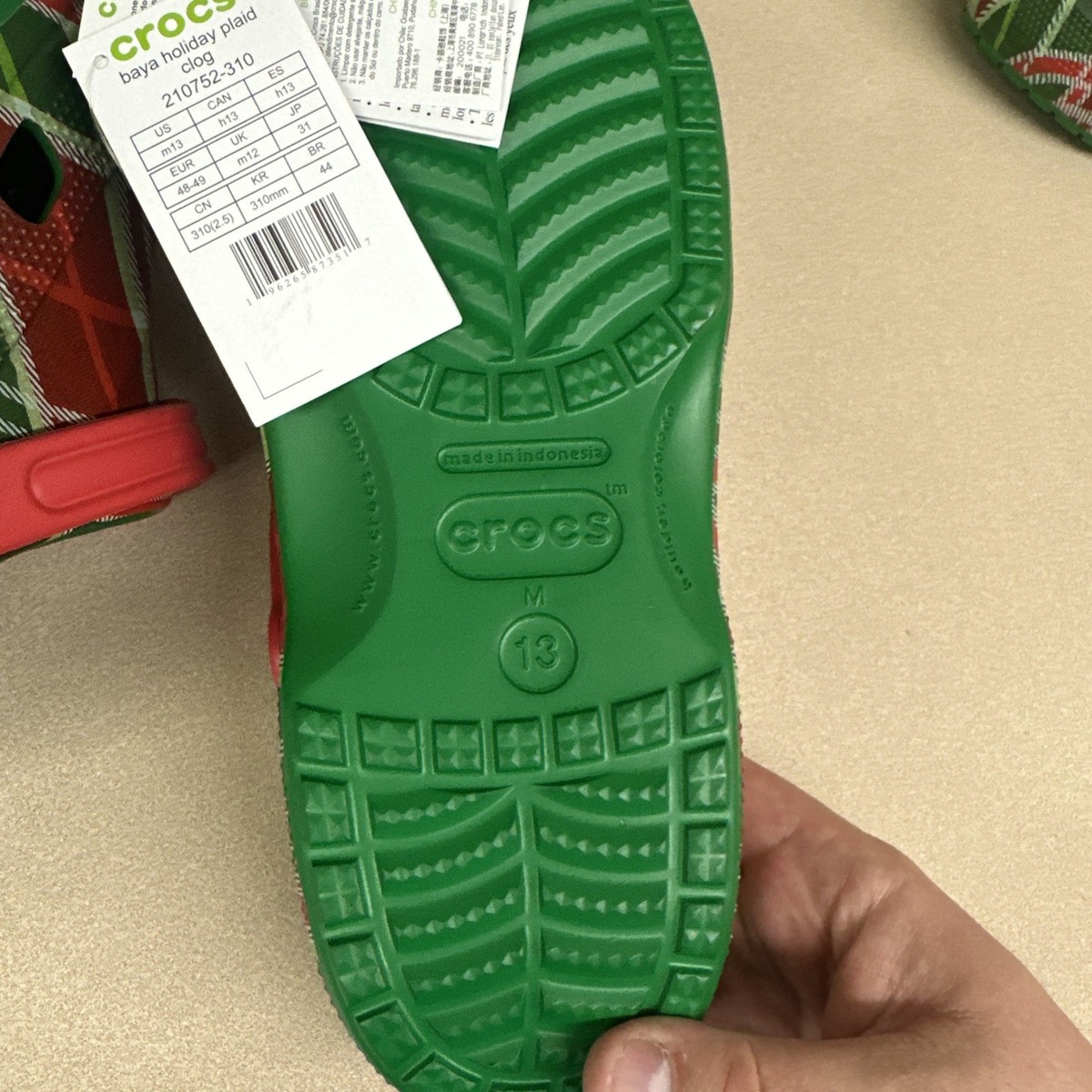 Crocs Baya Holiday Plaid Clogs Size 13 Men Christmas Red Green Comfort Sandals‎ Crocs Baya Holiday Plaid Clogs Christmas Red | Mercari main image 2