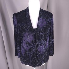Alex Evenings 2pc Jacket Tank Set PM Purple Floral Jacquard Glitter Formal Event
