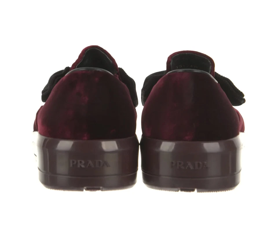 普拉达天鹅绒蝴蝶结乐福鞋女式尺码:7 IT 37(状况完好) — 第 4/4 张图片