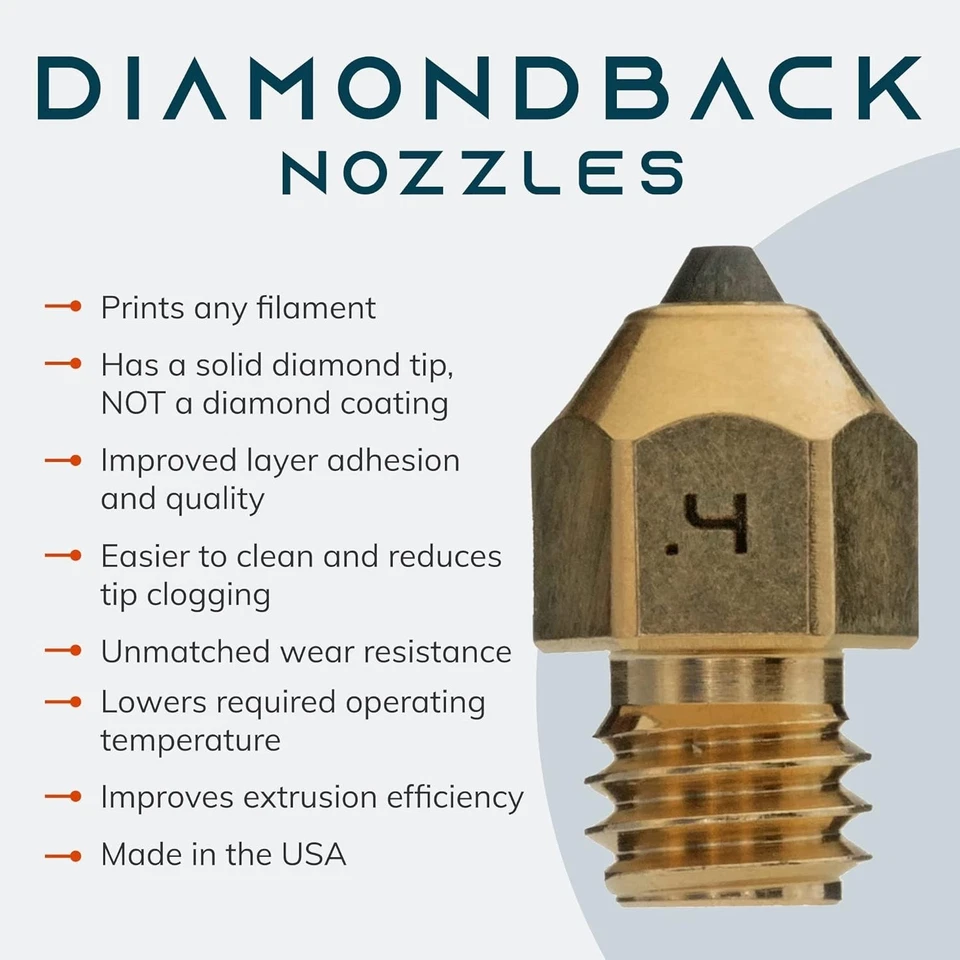 3D Printer Nozzle Polycrystalline Diamond Tip Compatible MK8 0.4mm Long Life - Image 4 of 4