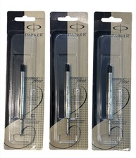 Parker Ball Pen Refills Black Ink Medium Point Set of 3 Quink Flow