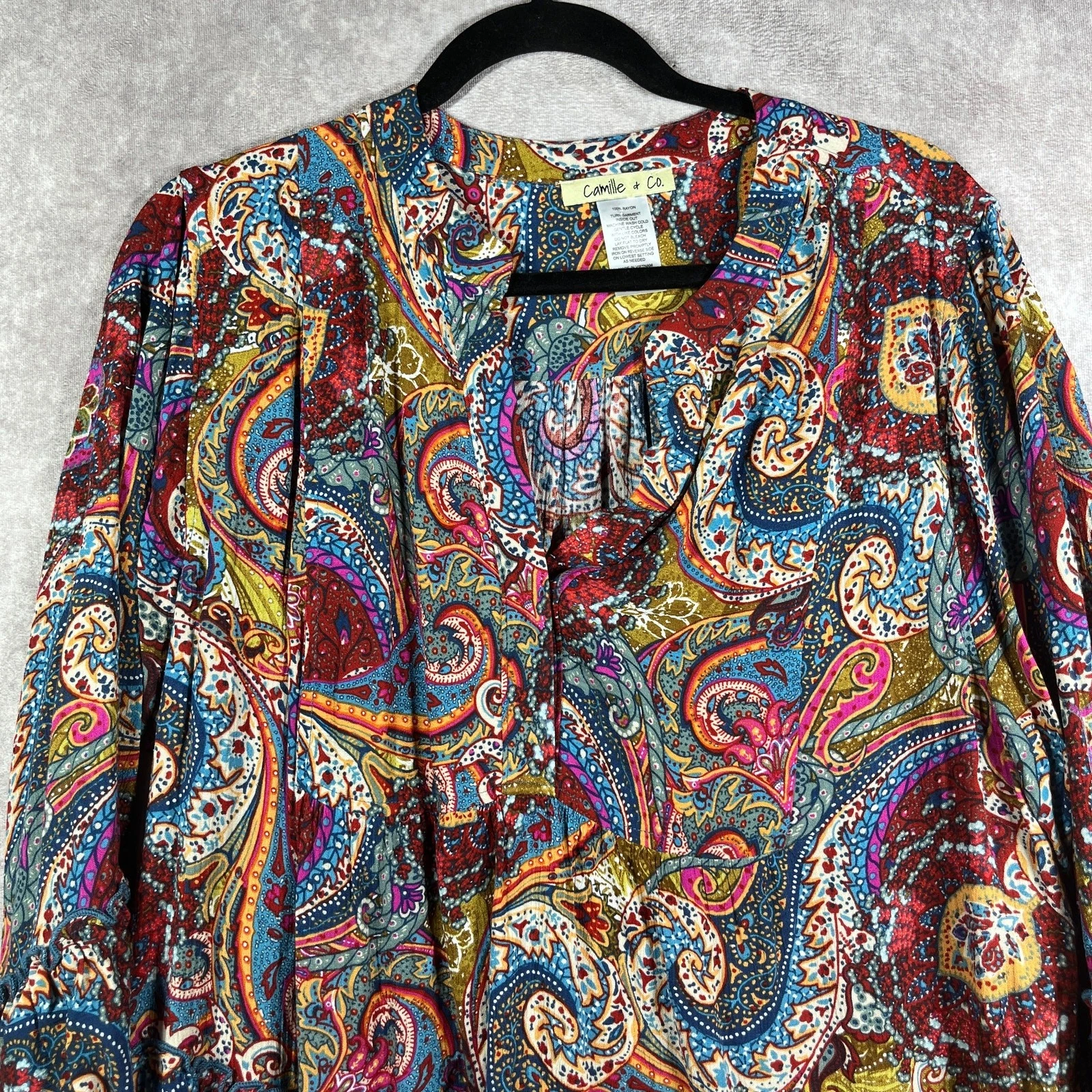 VETEMENTS Camille & Co. Abito donna XL multicolore paisley a strati maniche a campana boho hippie