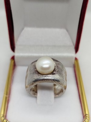 TOUS Duna Sterling Silver Ring with Freshwater Cultured Pearl  Size 6.5