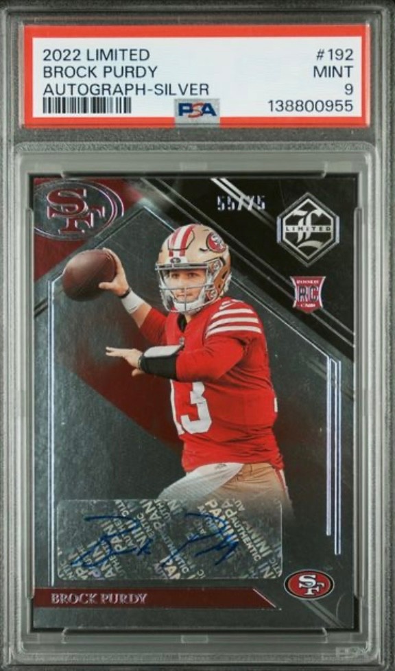 2022 Panini Limited Brock Purdy Silver Rc Auto /75 Psa 9!