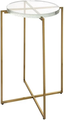 Star-Crossed Modern Gold & Clear Stainless Steel Accent Table - Picture 1 of 4