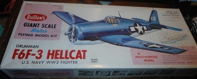 OPEN BOX Guillow's Grumman F6F-3 Hellcat Balsa Wood Model Airplane Kit GUI-1005
