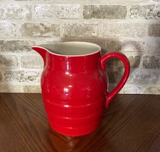 Red Stoneware 2 Quart Pitcher 9" Tall