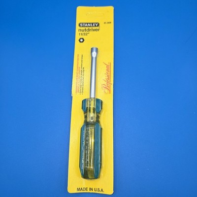 Stanley 11/32'' Hex Nut Driver, 61-808, Green Handle NOS