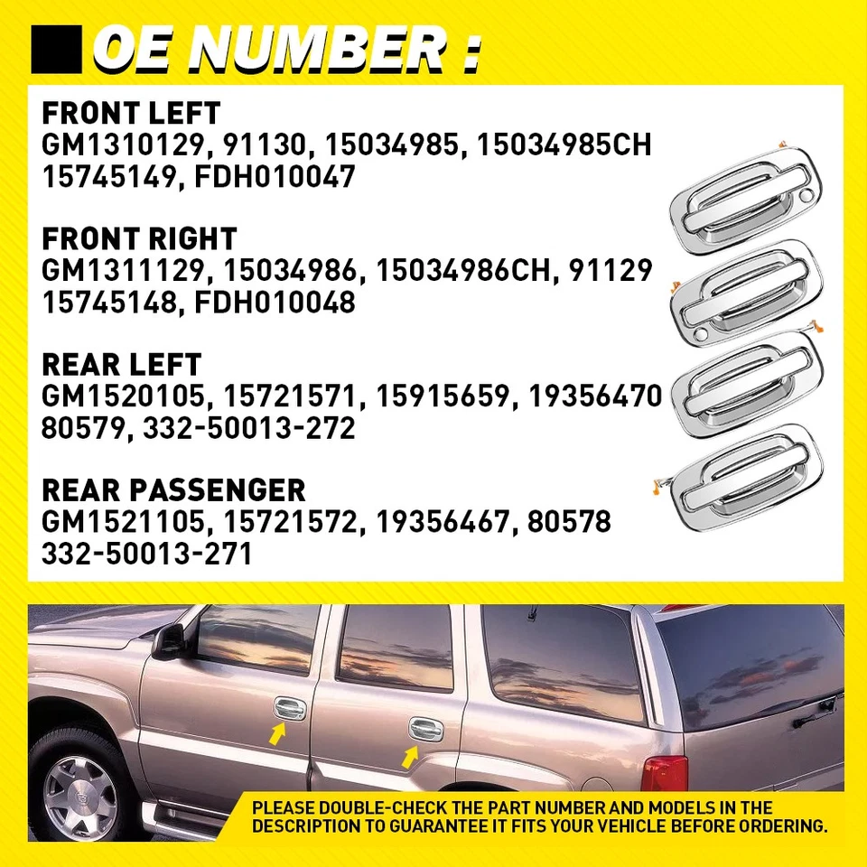 Juego de manijas exteriores de 4 puertas para Chevrolet Silverado 2500 HD Classic 2007-2007 Foto 3 de 4