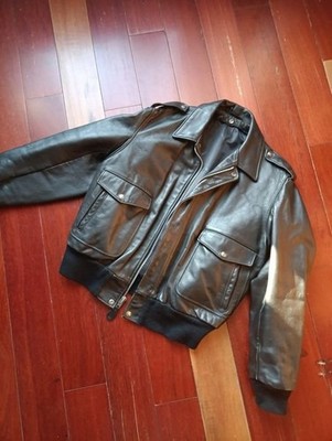 Men Schott Jacket Black Leather L