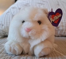 Puffkins PAWS KITTEN Plush White Cat 1997 with Tag Swibco 4X4 Inch