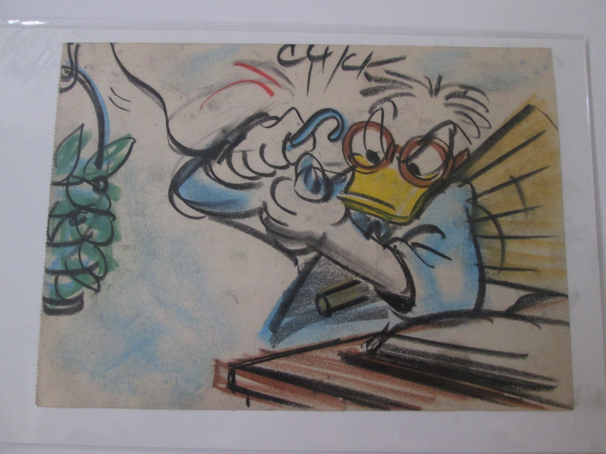 Donald Duck Disney pastel storyboard cel Drawing Bootle Beetle
