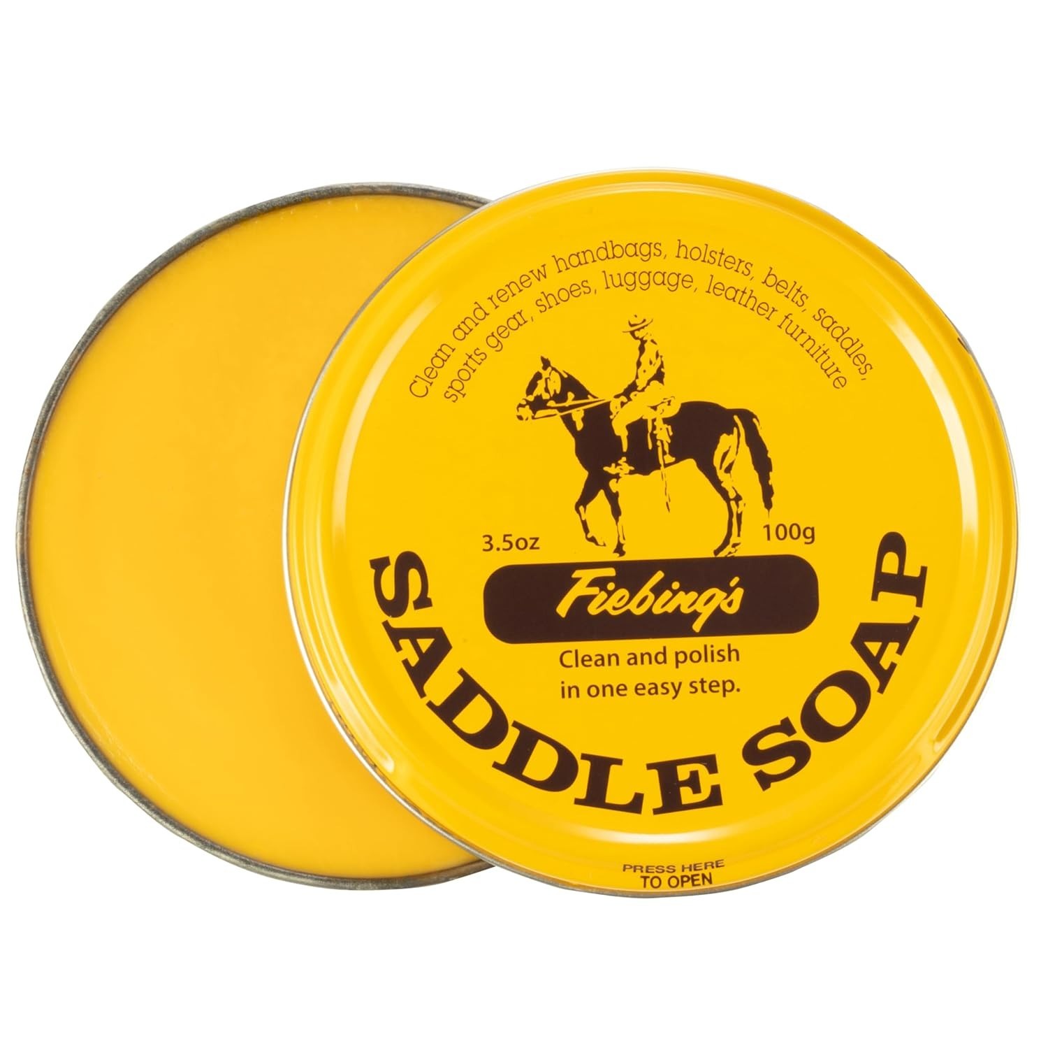 Fiebings Saddle Soap Yellow Clean Renew Smooth Leather Furniture Belt Shoes 100g