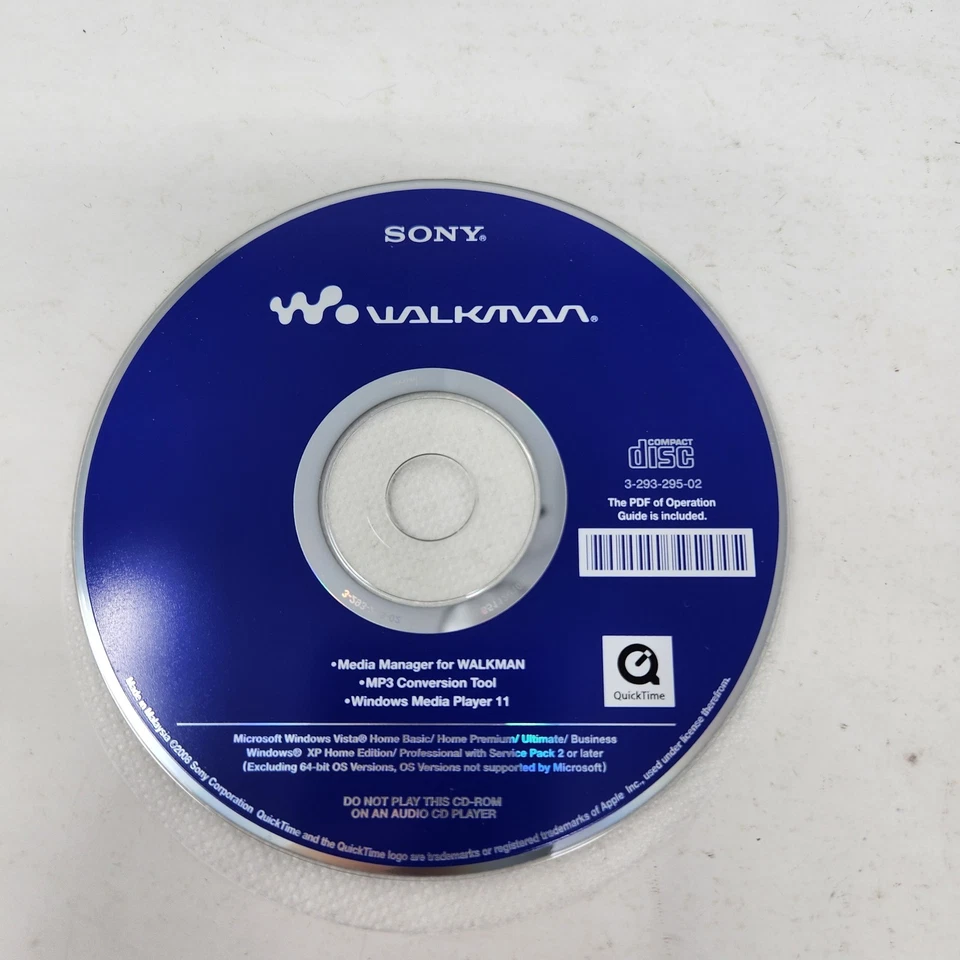 Sony Walkman Utilities Quicktime CD-ROM -  Mp3 Conversion Tool Disk And Manual - Imagem 2 de 4