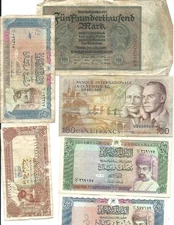 6  Vintage Foreign World Banknotes as in scan/ FREE FAST SHIPPING!