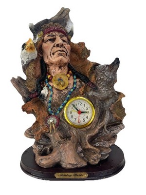 Vintage Native American With Eagle And Wolf, Clock, Ashley Belle Collection,
