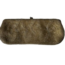 Vintage Mid-Century Debbie Gold Seed Beaded Evening Bag