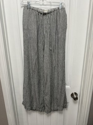 A New Day Blue & White Linen Blend Striped Loose Pants Size Small (39-5)