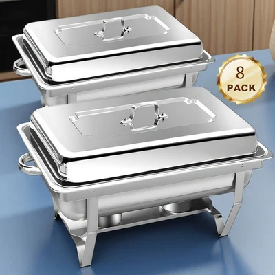 2/4/6/8 Pack 9L Chafing Dish Buffet Set Stainless Steel Rectangular Food Warmer - Image 1 of 4