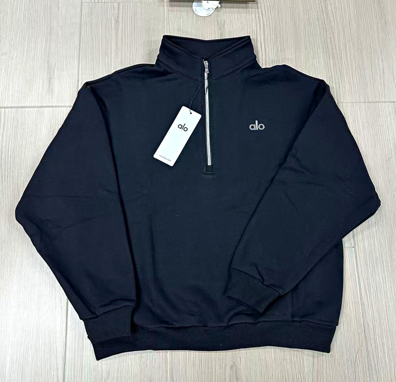 Alo Men’s Black Fleece 1/4 Zip Mock Neck Pullover Sweatshirt Size M