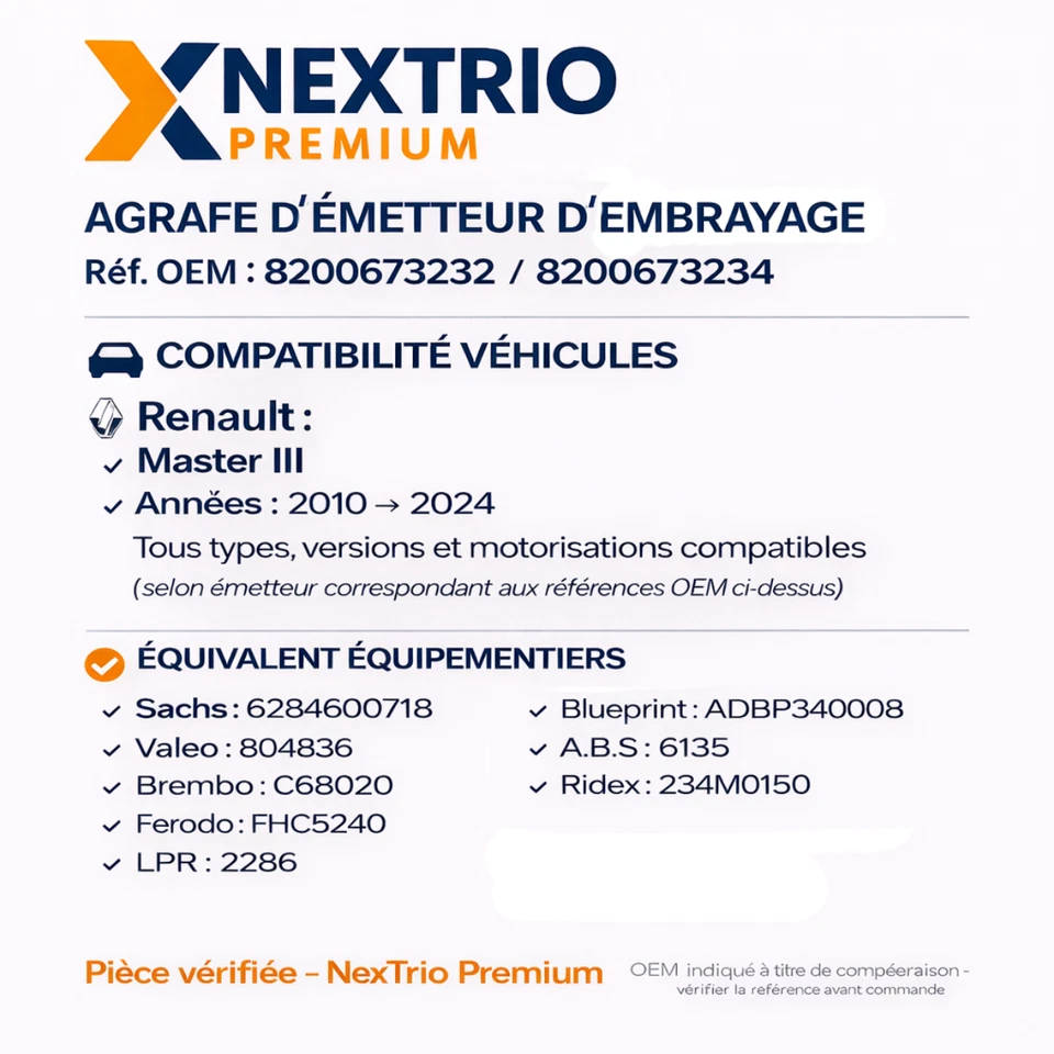 x2 Agrafe embrayage pédale Renault Master 3 maître cylindre clip OEM 8200673234 - Photo 2/4
