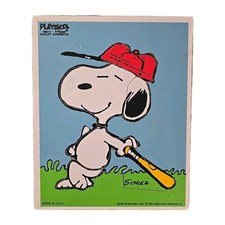 1958 PLAYSKOOL 6 PIECE WOODEN PUZZLE Snoopy Superstar 230-17 BY SCHULZ
