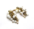 Vintage White Milk Glass Drop Earrings Cluster
