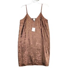 NWT A New Day Copper Metallic Mini Slip Dress Sz M 90s Grunge Luxe Earthy Boho