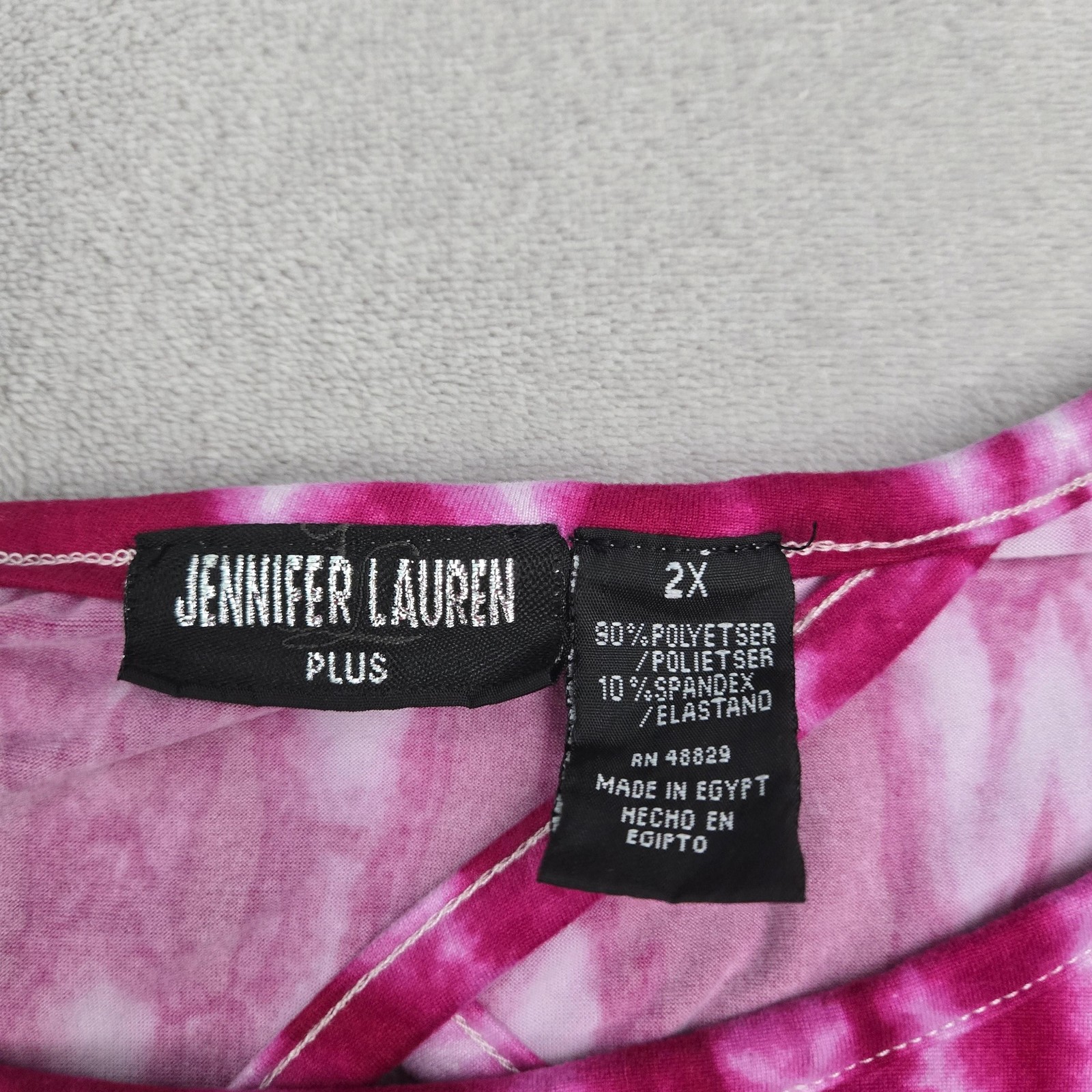 Jennifer Lauren Plus Shirt Womens 2X Ruched Sides Keyhole Back Tie Dye Top
