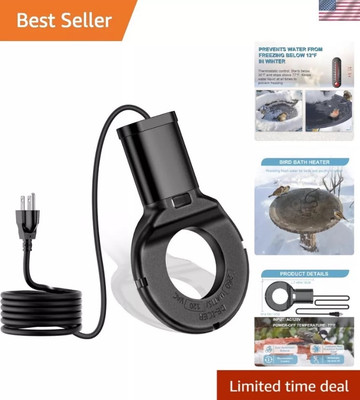 250W Utility De-Icer Submergible Cast Aluminum Chicken Water Heater for Lives...