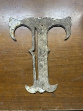 Vintage Sign Marquee Letter T 10 1/2  Cast Iron Architectural Salvage Scalloped