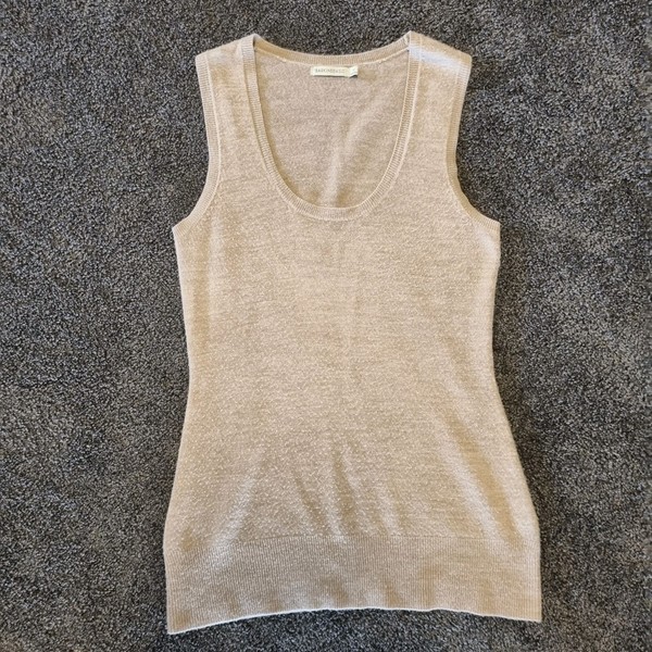 Barkins Basic women's size M Beige knit Sweater Vest academia, business