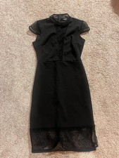 Fashion Nova Bodycon Mesh Cap Sleeve Black Dress S