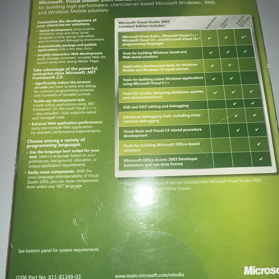 Microsoft Visual Studio 2005 Standard Edition_ Web Developers NEW! - Image 2 of 4