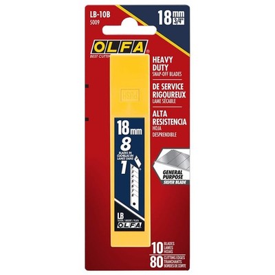 OLFA 18mm Heavy-Duty Snap-Off Blades (LB-10B) - Japanese Steel, 10 Blades