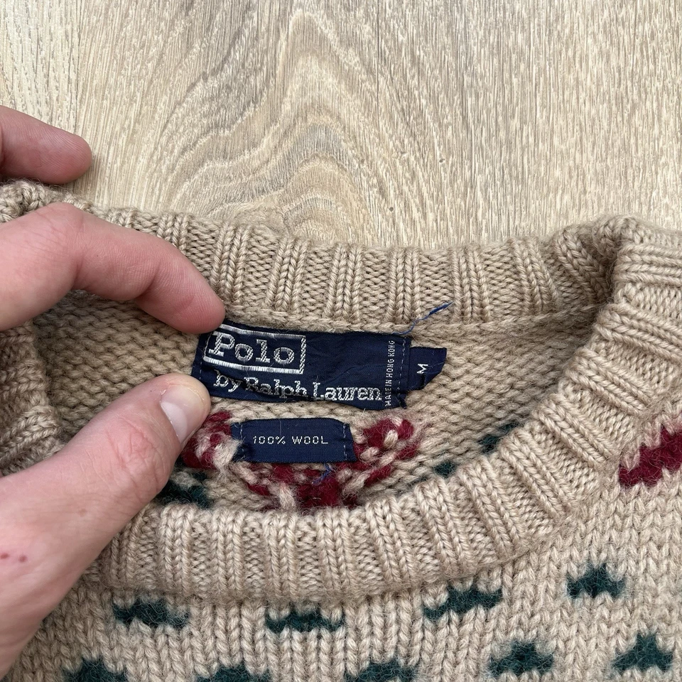 Vintage Polo Ralph Laurent Ski Wool Sweater Men's Medium - Image 3 of 4