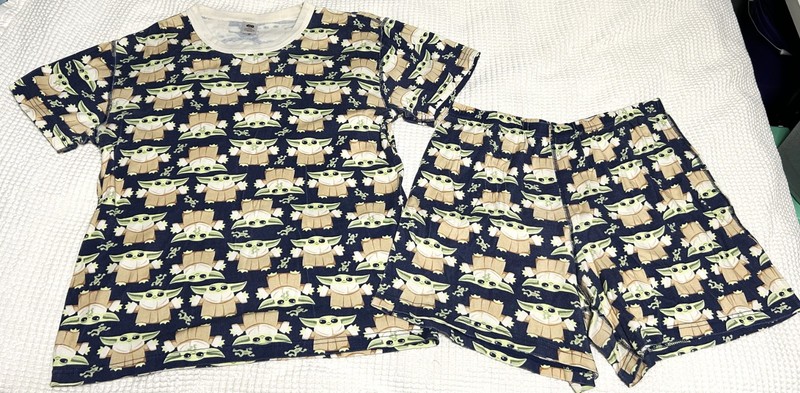 HANNA ANDERSSON Star Wars GROGU Organic Cotton Short John Pajamas Adult L Large