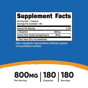 Nutricost L-Glutamine 800mg, 180 Capsules - Gluten Free, Non-GMO, High Quality - Picture 2 of 5